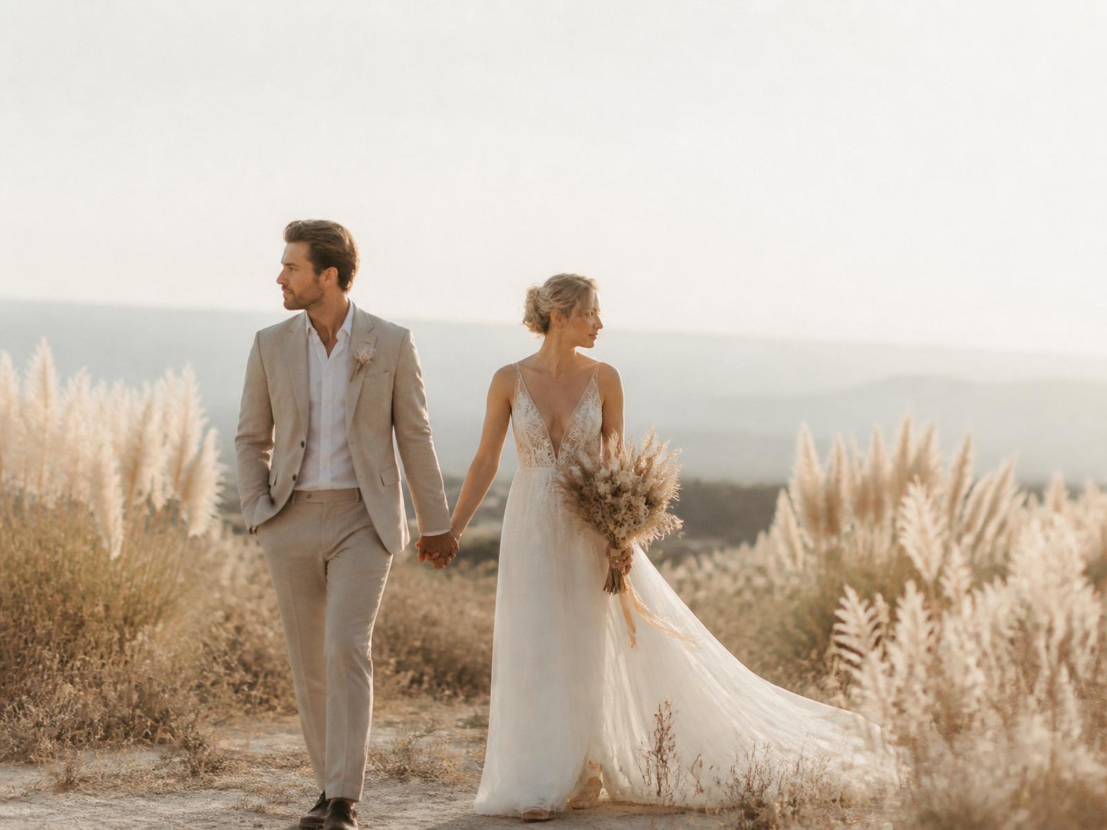 A couple walking hand in hand